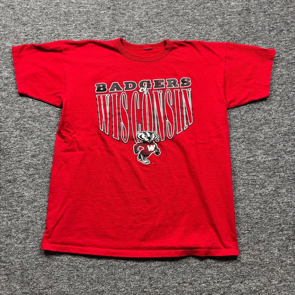 Vintage 90s Wisconsin Badgers Champion Single Stitch Graphic T-Shirt Red XL